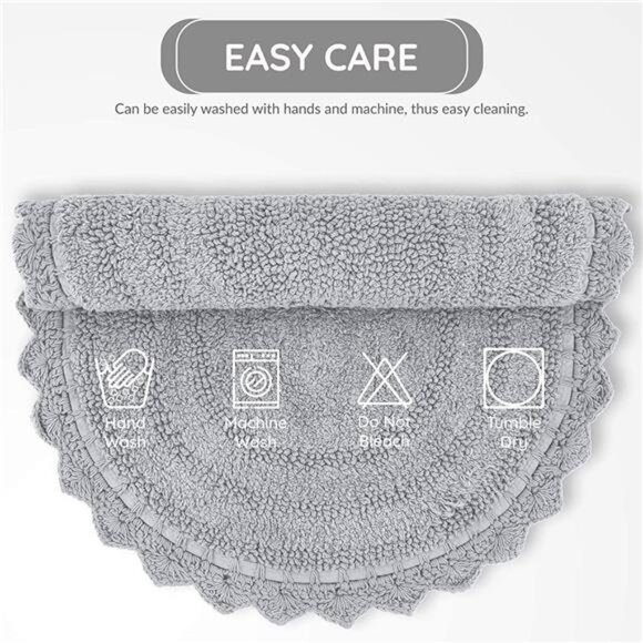 Bath mat for Bathroom Kitchen and Spa with Crochet Pattern Cotton Absorbent - Picture 6 of 8